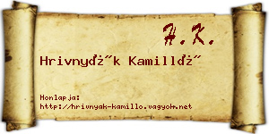 Hrivnyák Kamilló névjegykártya